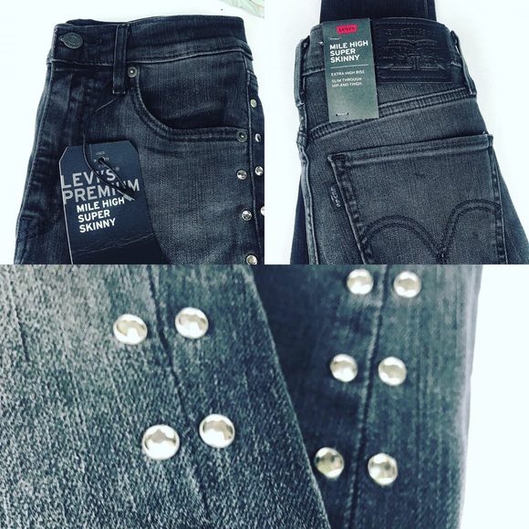 NWT Levi's Mile High Super Skinny  Black Jeans 25 - Picture 6 of 8